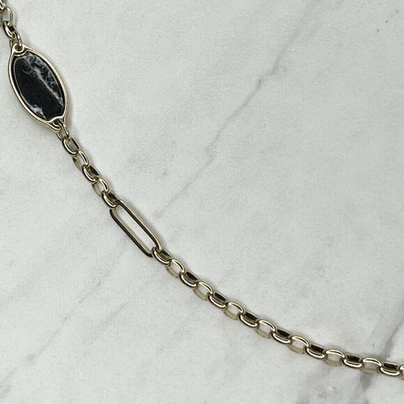 Chico's Gold Tone Long Chain Link Station Necklace - Picture 7 of 9